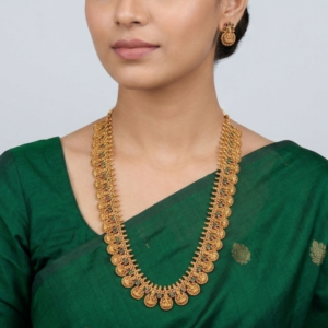 Lakshmi Kasu Mala – Gold-Plated Long Haram Set