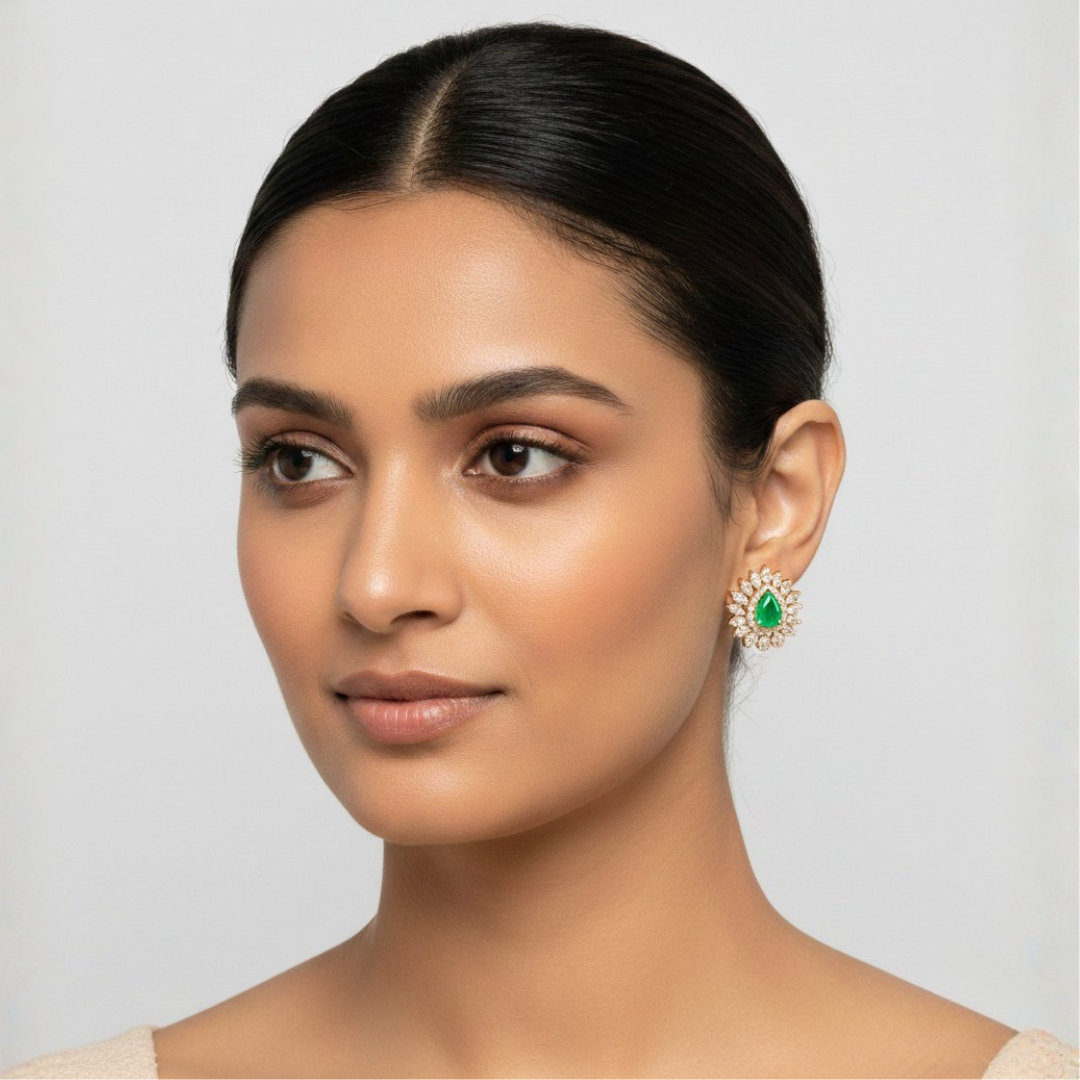 Interchangeable Pear-Cut Stud Earrings with Multi-Gemstone Centers - Image 5