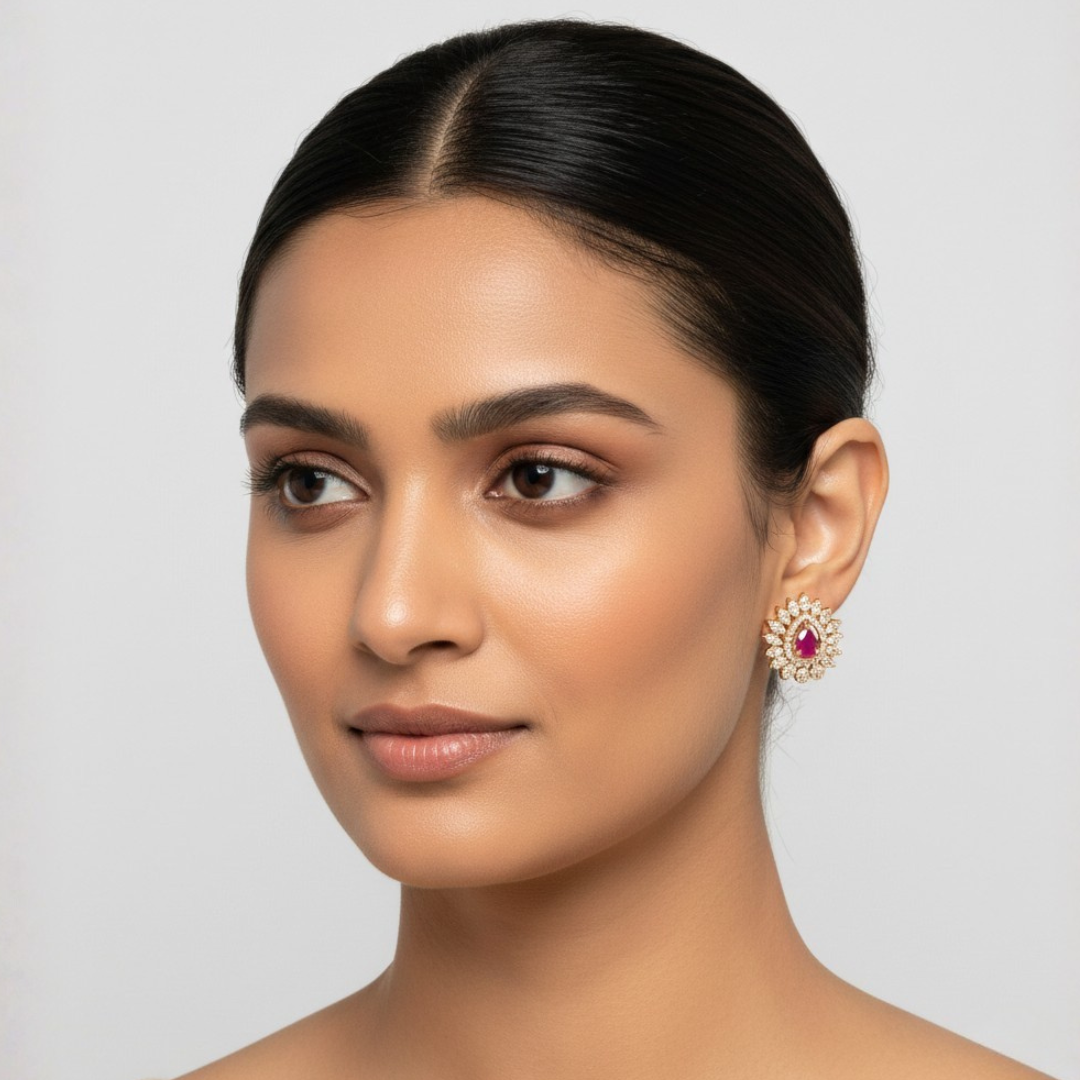 Interchangeable Pear-Cut Stud Earrings with Multi-Gemstone Centers - Image 4