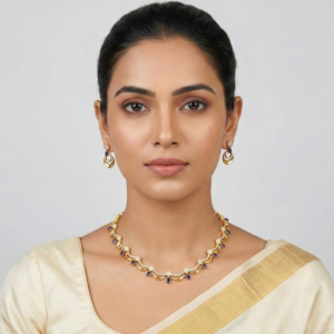 Royal Crescent Gold-Plated Necklace & Earring Set