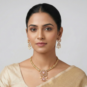 Regal Rose Quartz & Diamond-Accented Gold-Plated Choker Set