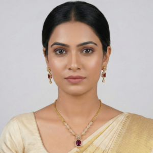 Majestic Ruby-Red Emerald-Cut Jewelry Set