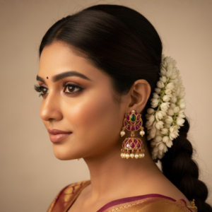 Pink Lotus Pearl Drop Jhumkas