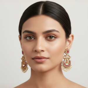 Divine Earrings with Ruby Accents and Pearl Drops