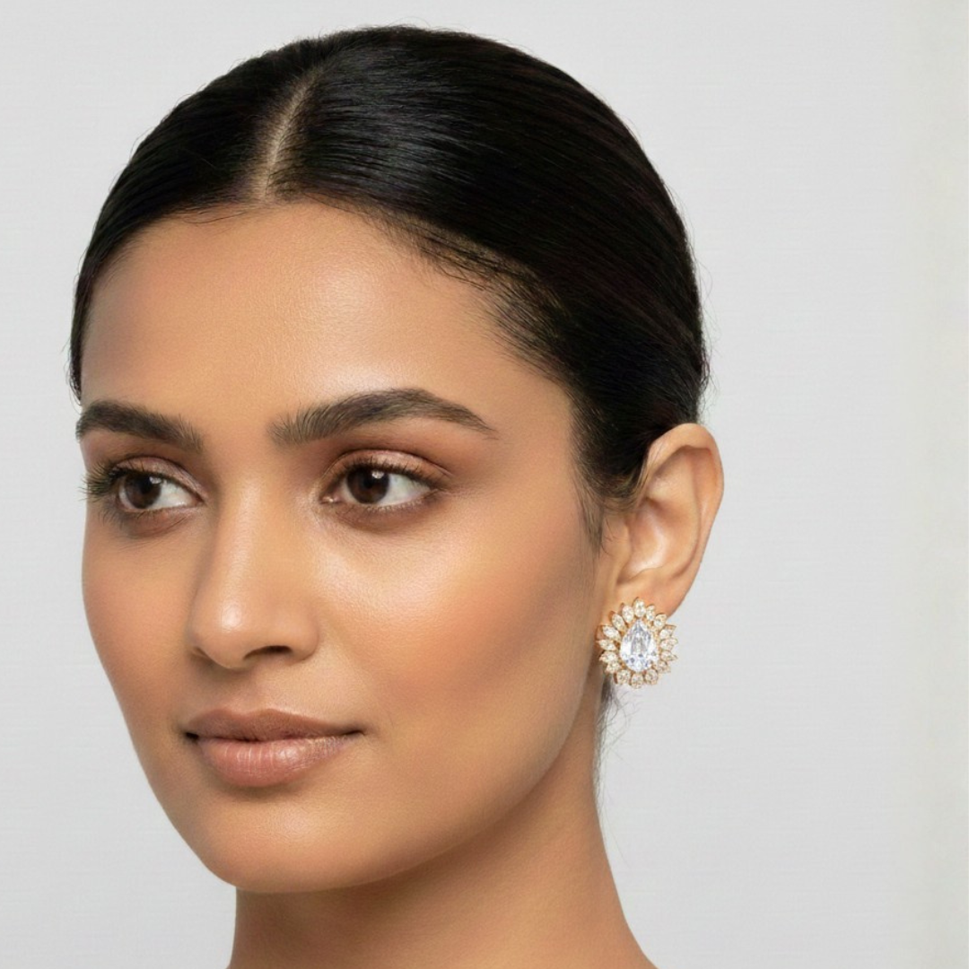 Interchangeable Pear-Cut Stud Earrings with Multi-Gemstone Centers - Image 3