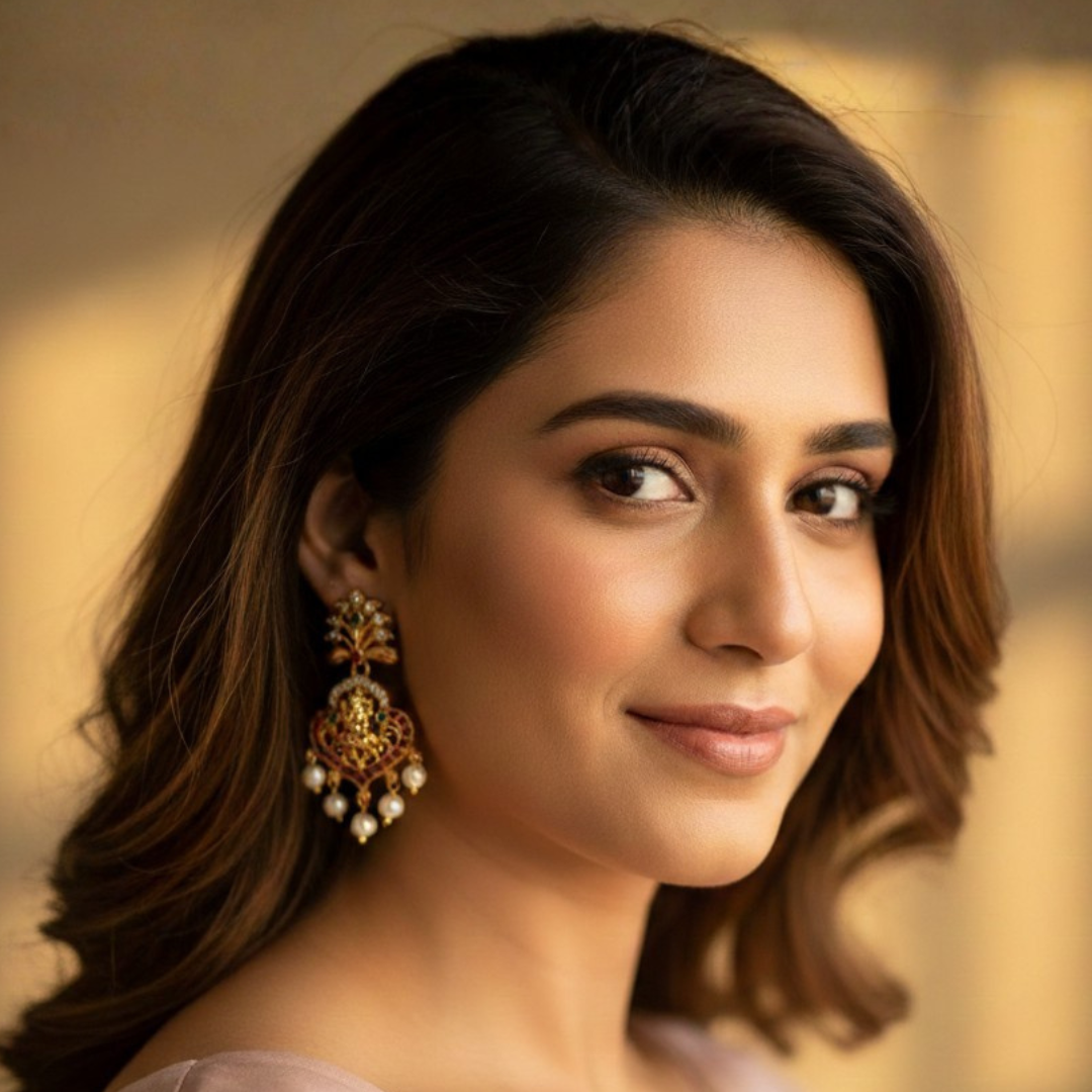 Divine Lakshmi Earrings with Kemp Stones and Pearl Droplets - Image 2