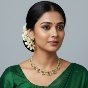 Regal Floral Fancy Ruby & Diamond Necklace Set