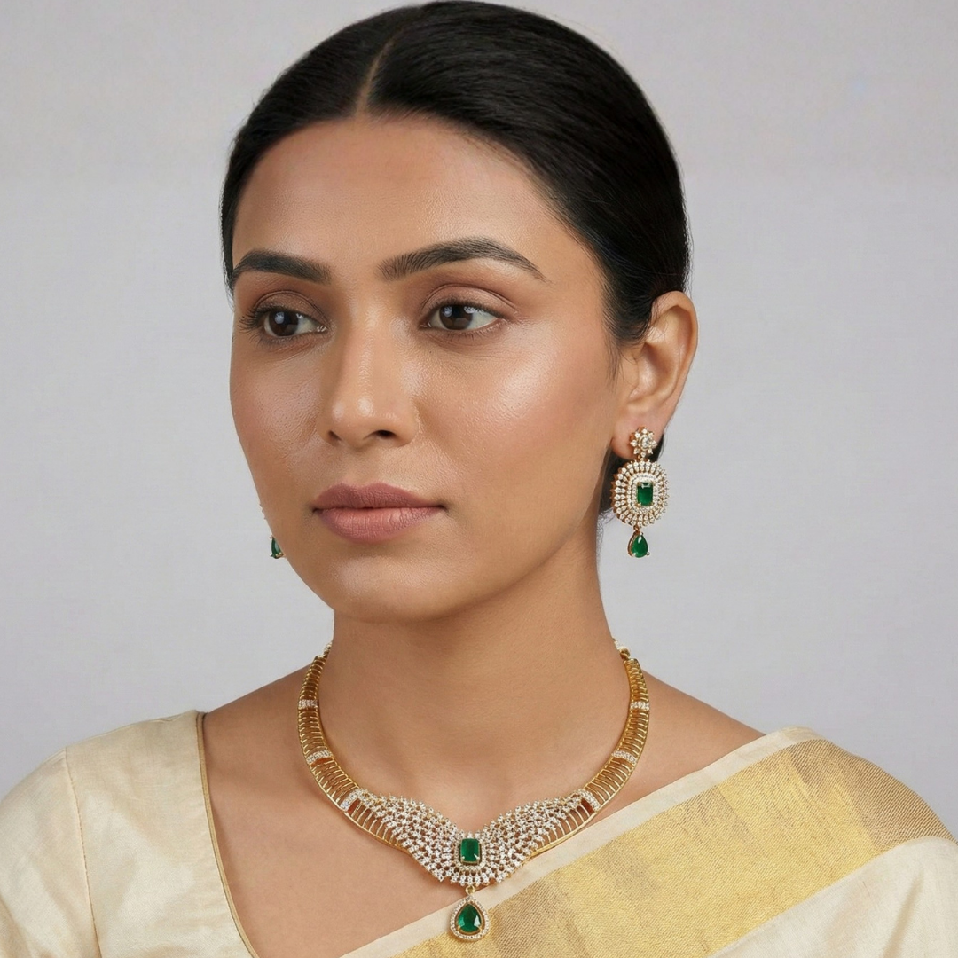 Emerald & Gold-Tone Choker Set - Image 2