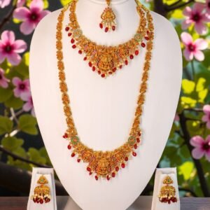 Antique Gold-Plated Lakshmi Temple Jewelry Set (5-Piece Combo)