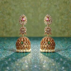 Traditional Gold-Plated Meenakari Jhumka Earrings