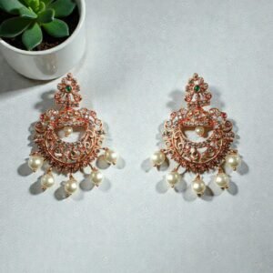 Rose Gold Earrings with Pearl Droplets