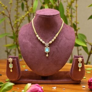 Elegant Emerald-Cut Aquamarine Necklace & Earrings Set
