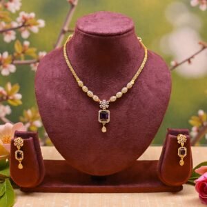 Amethyst-Inspired Emerald-Cut Necklace & Earring Set