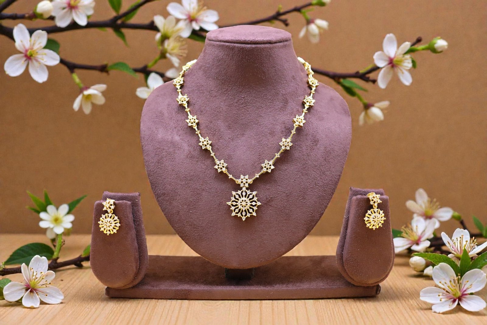 Radiant Floral Sunburst Gold-Toned Jewelry Set
