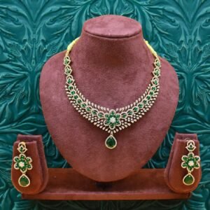 Emerald Green Floral Majesty Necklace & Earring Set