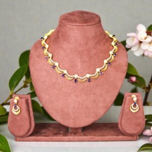 Royal Crescent Gold-Plated Necklace & Earring Set