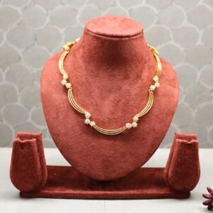 Elegant Gold-Plated Triple-Strand Floral Motif Necklace