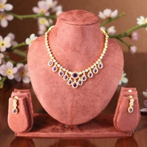 Royal Purple Teardrop Crystal Necklace & Earring Set