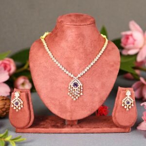 Royal Amethyst-Tone Rhodium Plated Necklace & Earring Set