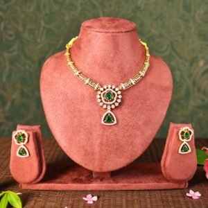 Elegant Emerald Green & Gold-Plated Choker Set