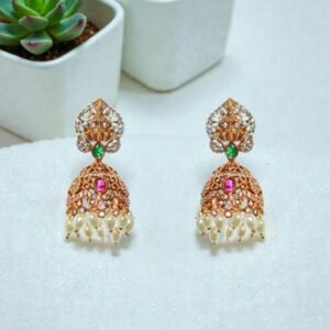 Traditional Gold-Plated Lakshmi Jhumka Earrings